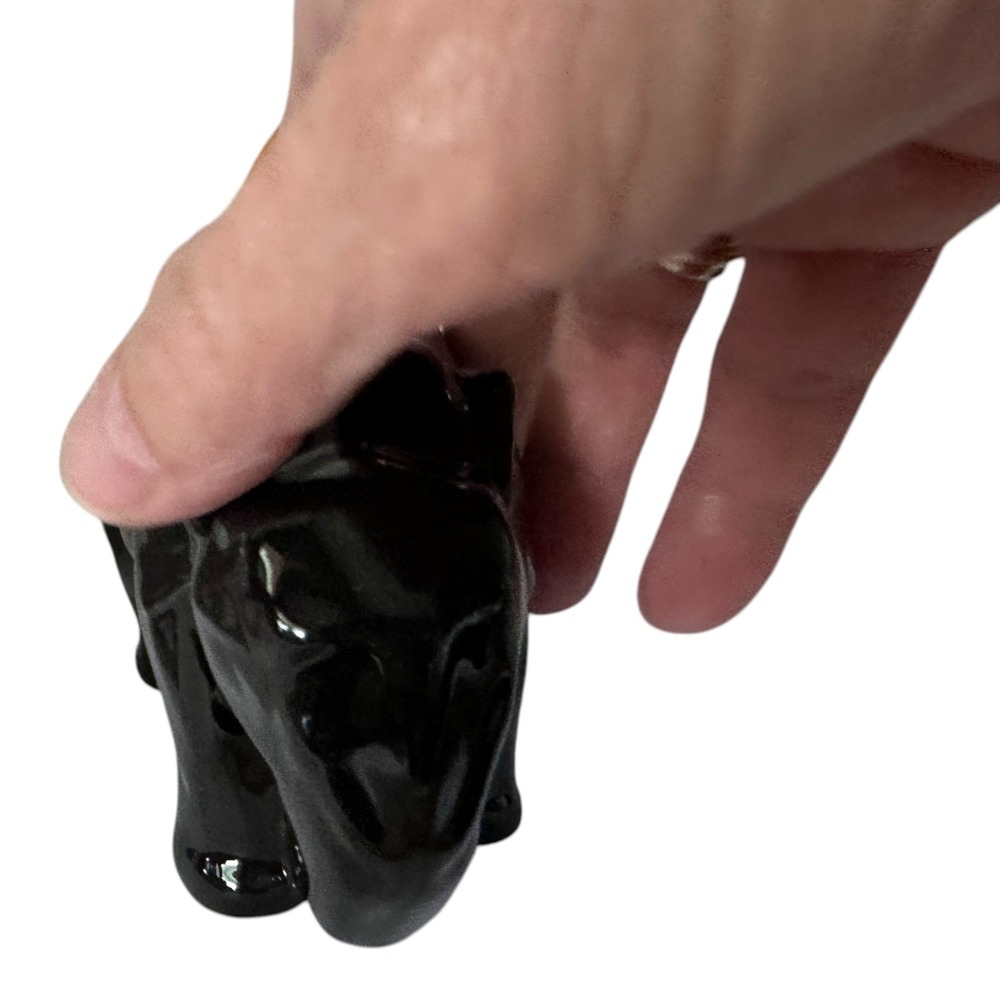 Unbranded Elephant Figurines Unisex Small Black White Excellent Ceramic Set 2 - Picture 3 of 13